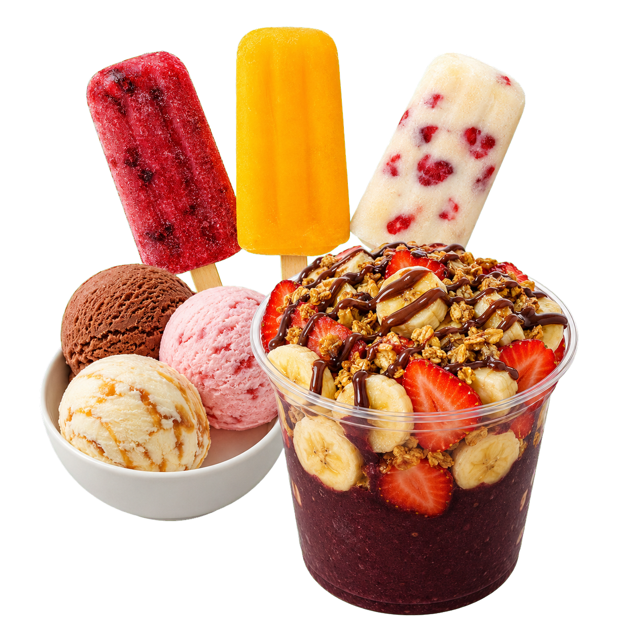 Açaí, sorvetes e picolés
